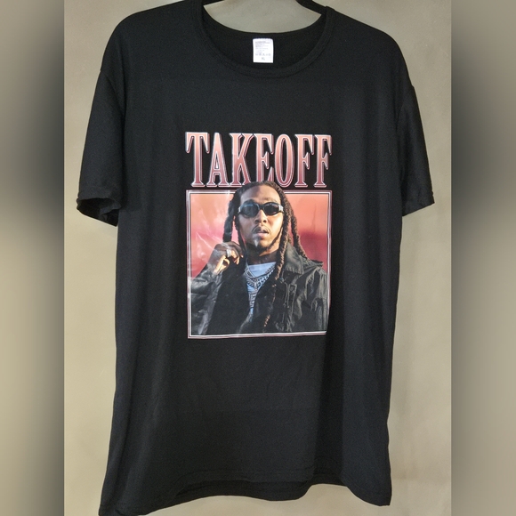 Takeoff Trendy Black Graphic Tee, Size XL - Picture 2 of 6